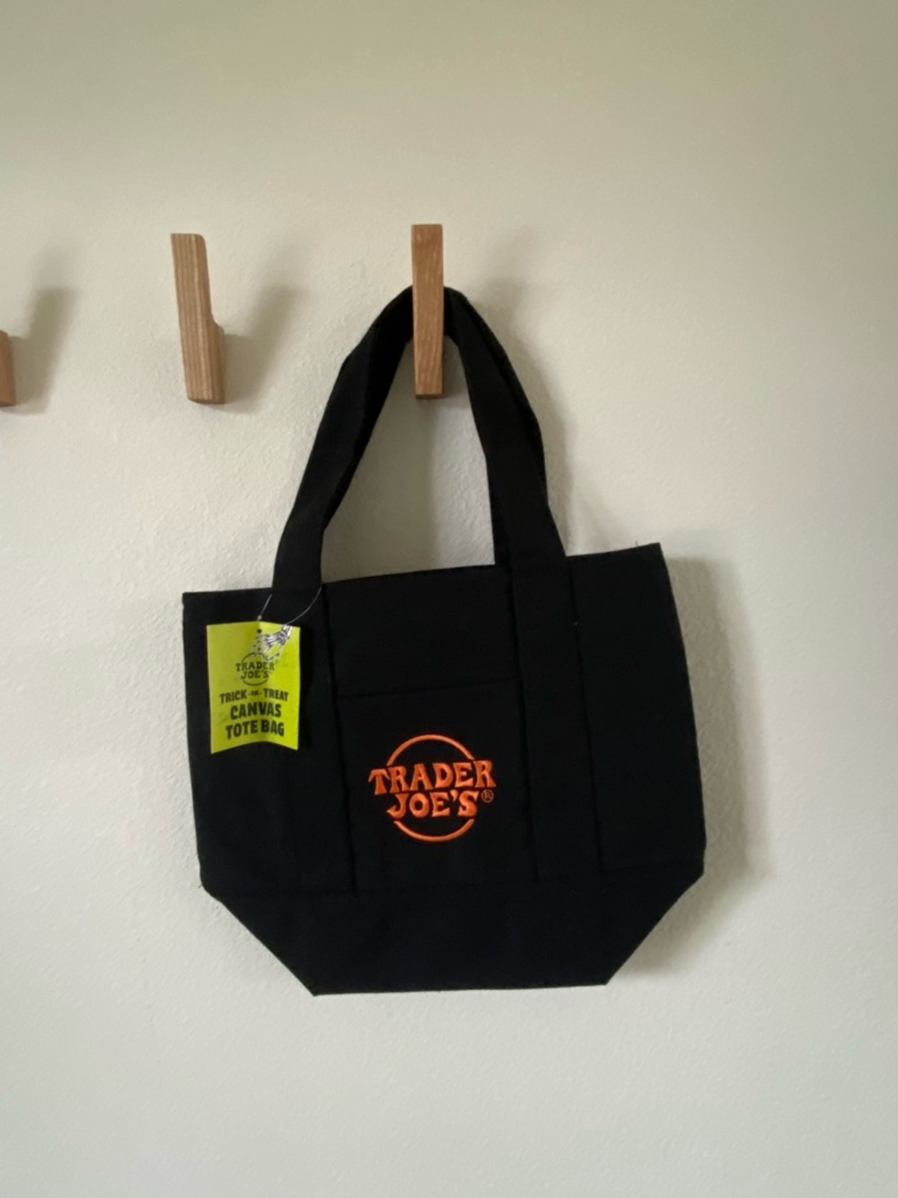 Trader Joe's Black Canvas Tote with Orange Accent